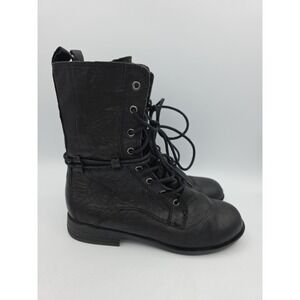 Black Leather Lace Up Boots Whimsigoth Punk Grunge Victorian‎ Women's Size 6